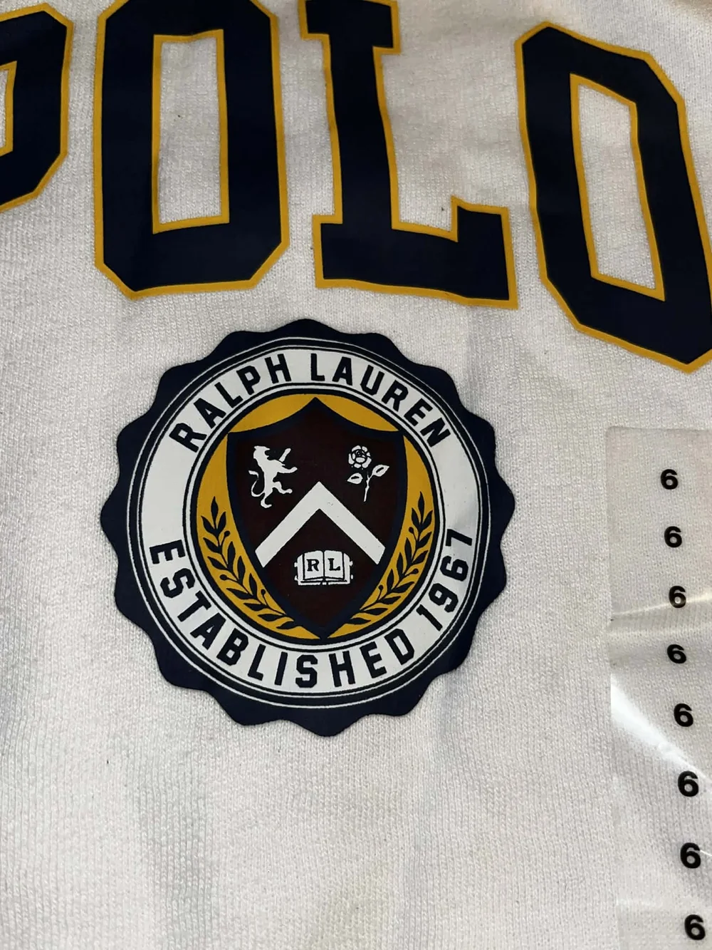 Ralph Lauren White Sweatshirt with Navy and Gold Crest